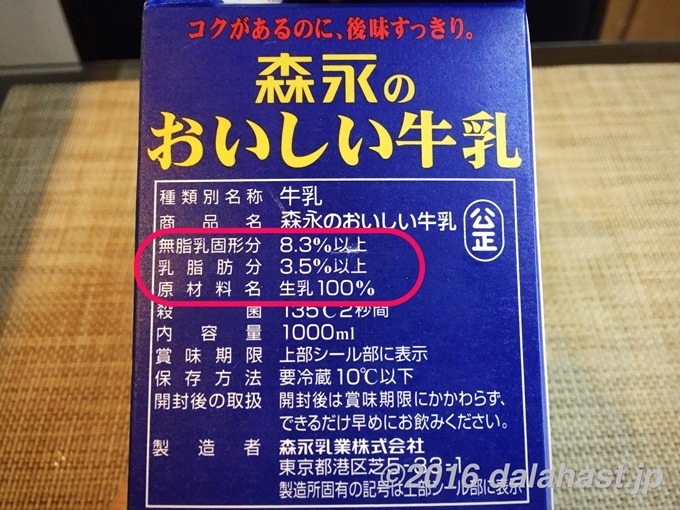 森永おいしい牛乳成分