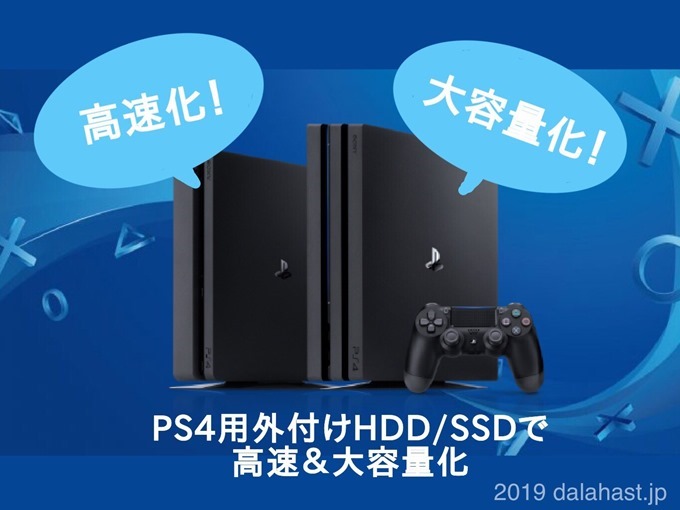 PS4に外付けHDDSSD高速大容量化