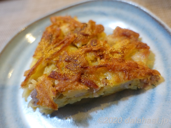 豚肉のジャガイモ焼き切り分け